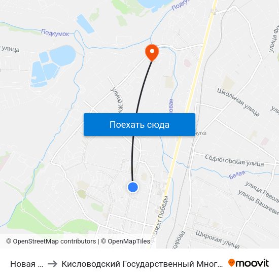 Новая Улица to Кисловодский Государственный Многопрофильный Техникум map