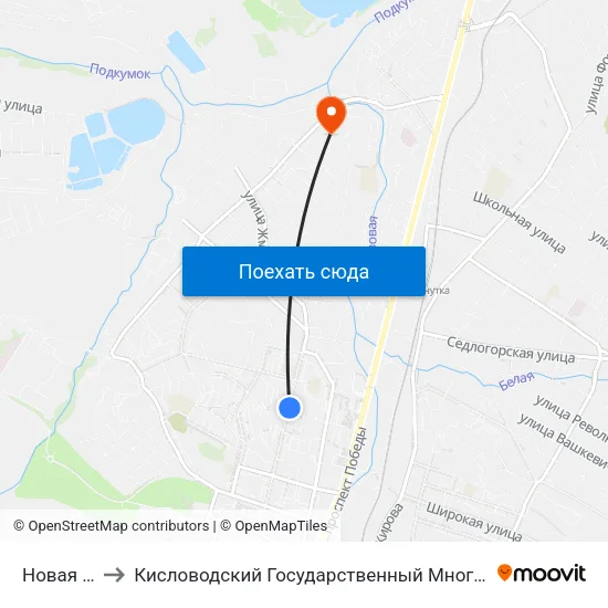 Новая Улица to Кисловодский Государственный Многопрофильный Техникум map