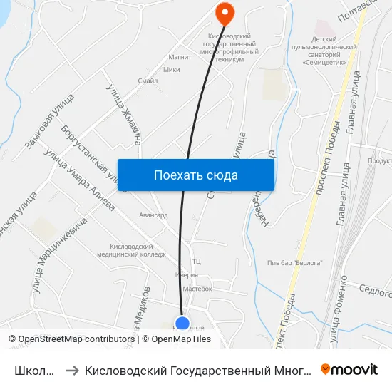 Школа № 16 to Кисловодский Государственный Многопрофильный Техникум map