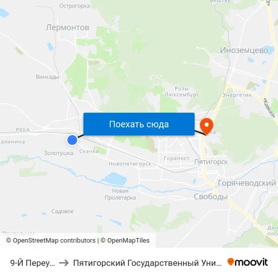 9-Й Переулок to Пятигорский Государственный Университет map