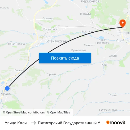 Улица Калинина to Пятигорский Государственный Университет map