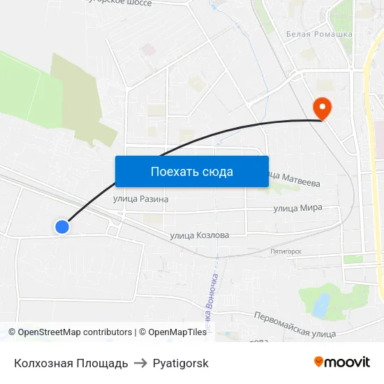 Колхозная Площадь to Pyatigorsk map