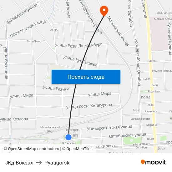 Жд Вокзал to Pyatigorsk map