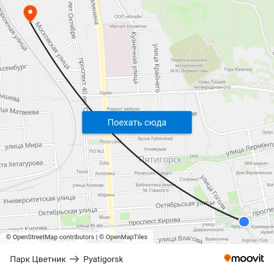 Парк Цветник to Pyatigorsk map
