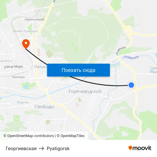 Георгиевская to Pyatigorsk map