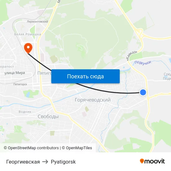 Георгиевская to Pyatigorsk map