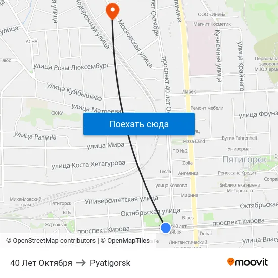 40 Лет Октября to Pyatigorsk map