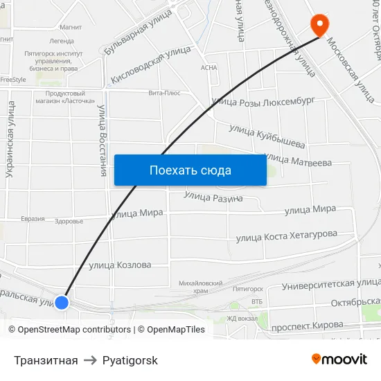Транзитная to Pyatigorsk map