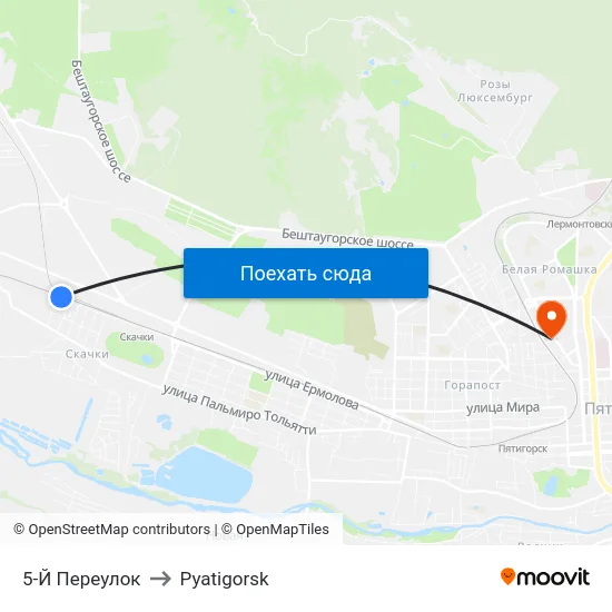 5-Й Переулок to Pyatigorsk map