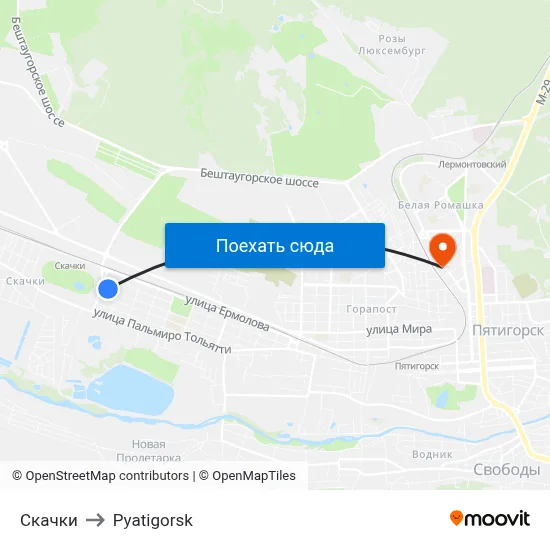 Скачки to Pyatigorsk map