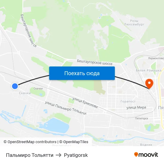 Пальмиро Тольятти to Pyatigorsk map