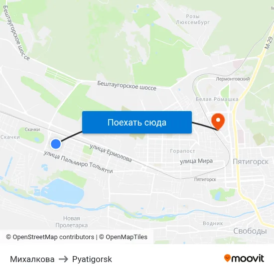 Михалкова to Pyatigorsk map
