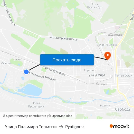 Улица Пальмиро Тольятти to Pyatigorsk map