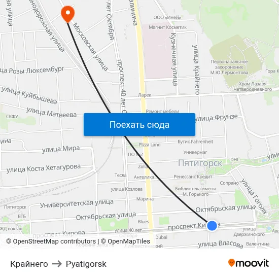 Крайнего to Pyatigorsk map