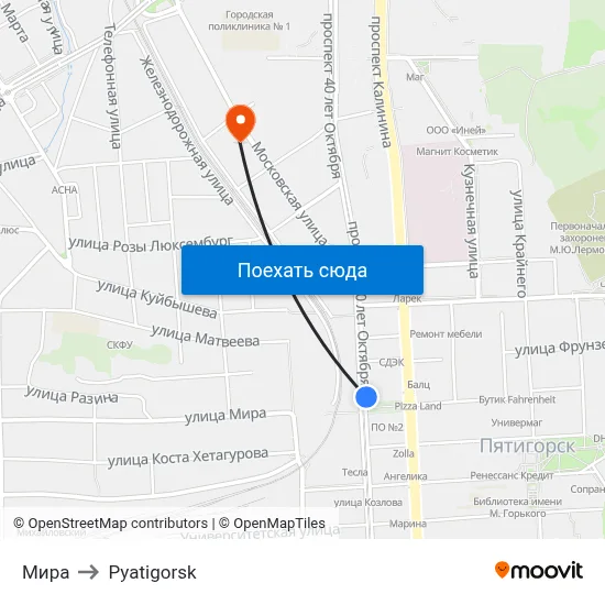 Мира to Pyatigorsk map