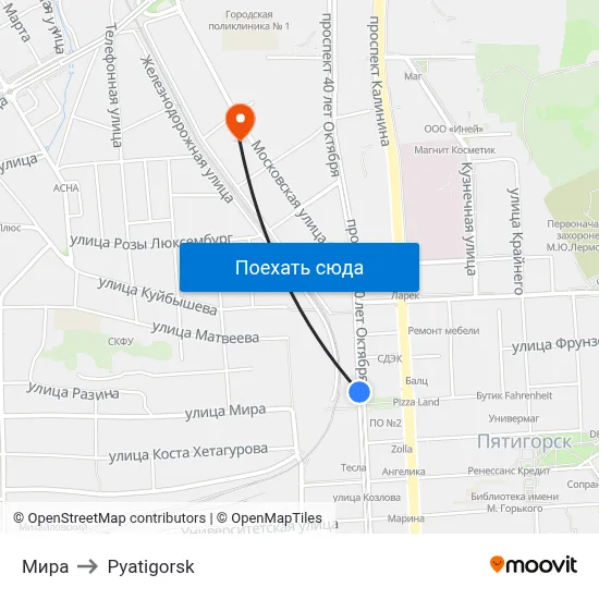 Мира to Pyatigorsk map