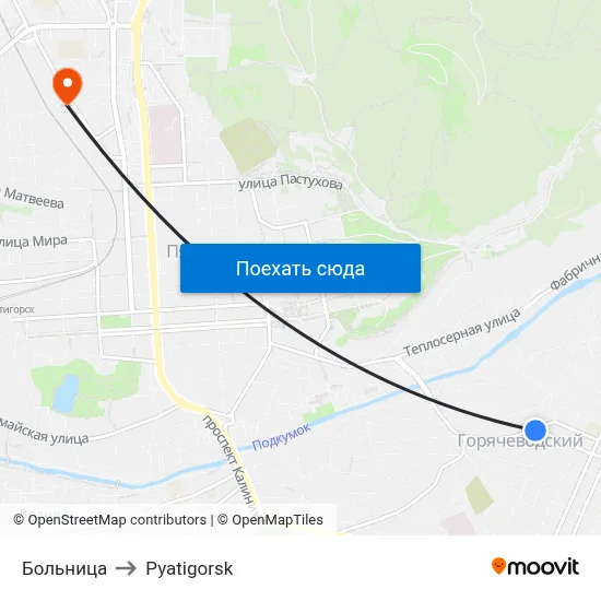 Больница to Pyatigorsk map