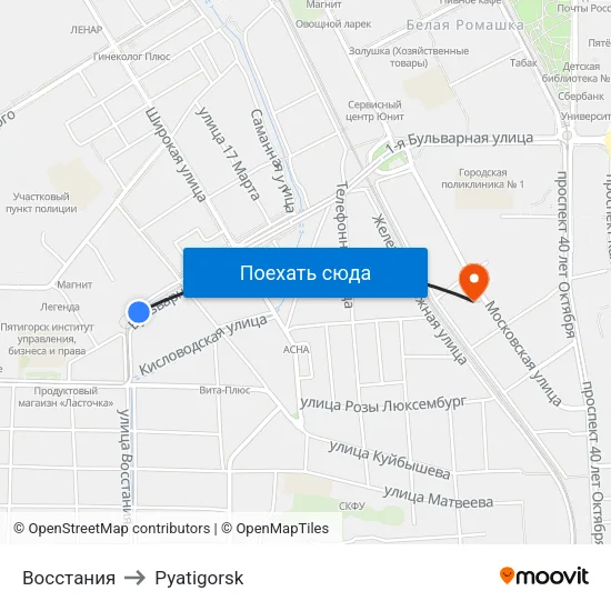 Восстания to Pyatigorsk map