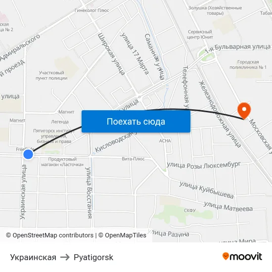 Украинская to Pyatigorsk map