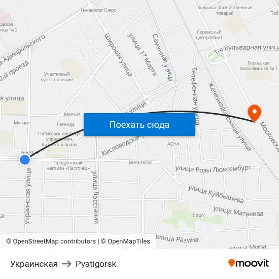 Украинская to Pyatigorsk map