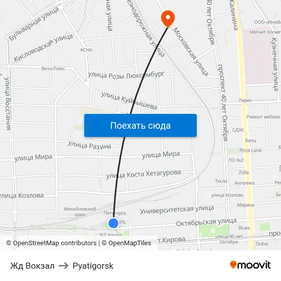 Жд Вокзал to Pyatigorsk map