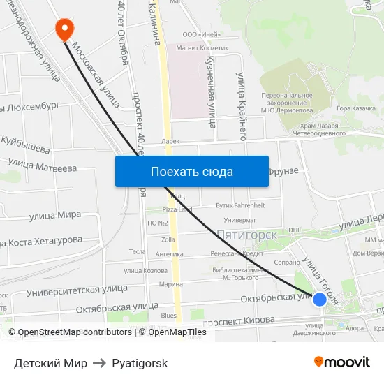 Детский Мир to Pyatigorsk map