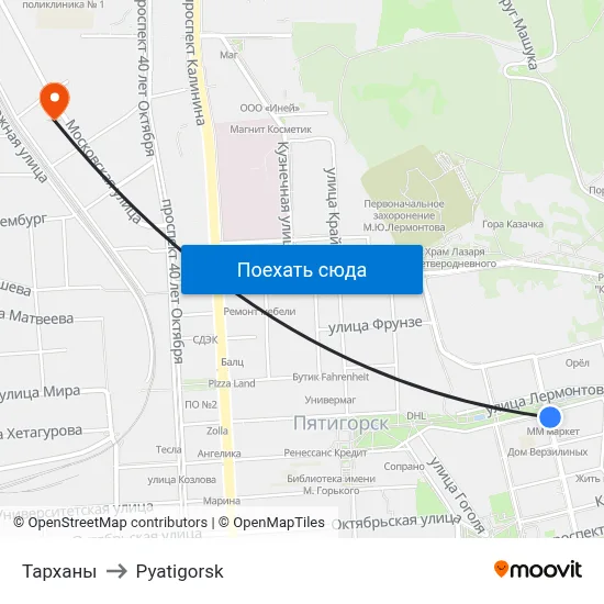 Тарханы to Pyatigorsk map