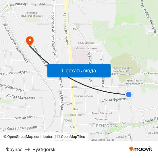 Фрунзе to Pyatigorsk map