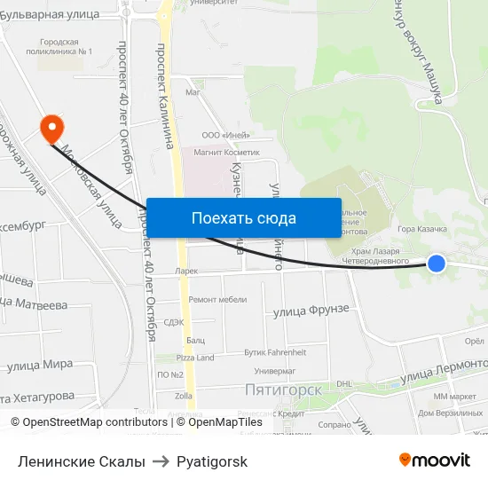 Ленинские Скалы to Pyatigorsk map