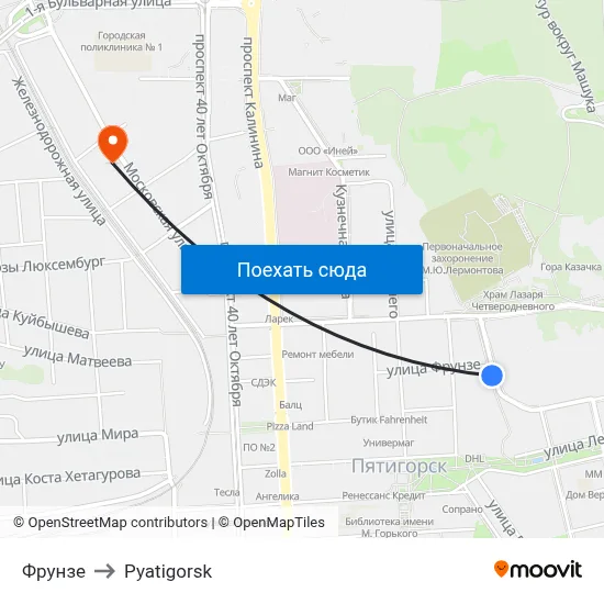 Фрунзе to Pyatigorsk map