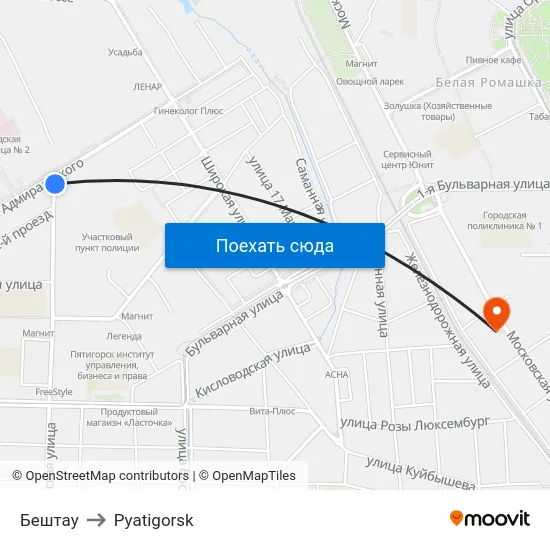 Бештау to Pyatigorsk map