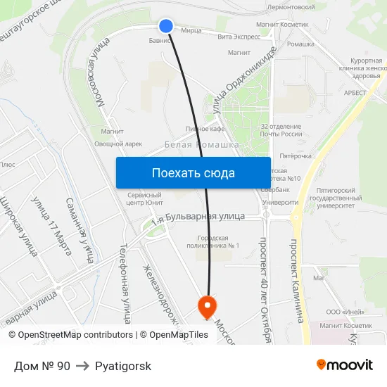 Дом № 90 to Pyatigorsk map
