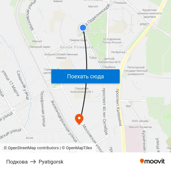Подкова to Pyatigorsk map