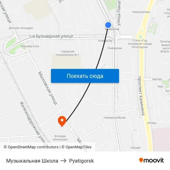 Музыкальная Школа to Pyatigorsk map