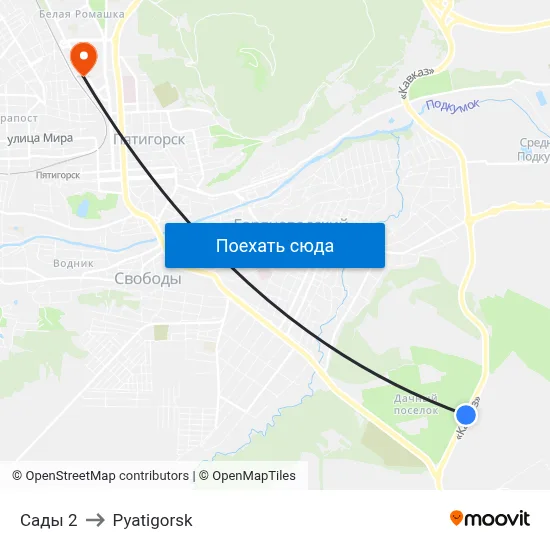 Сады 2 to Pyatigorsk map