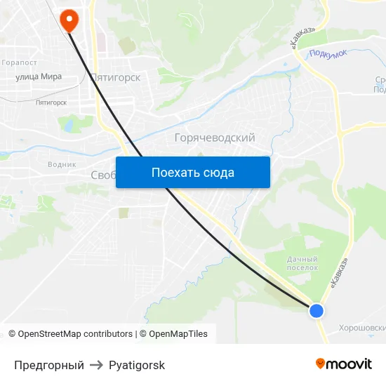 Предгорный to Pyatigorsk map