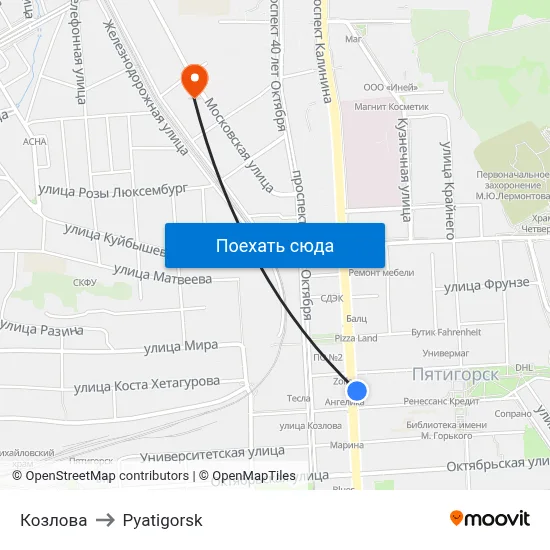 Козлова to Pyatigorsk map