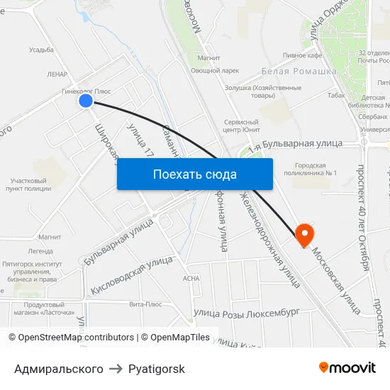 Адмиральского to Pyatigorsk map