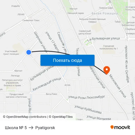 Школа № 5 to Pyatigorsk map