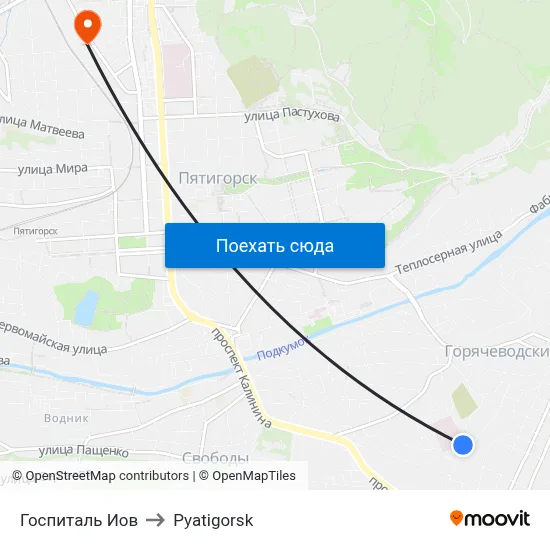 Госпиталь Иов to Pyatigorsk map
