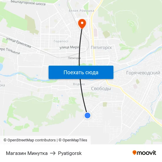 Магазин Минутка to Pyatigorsk map