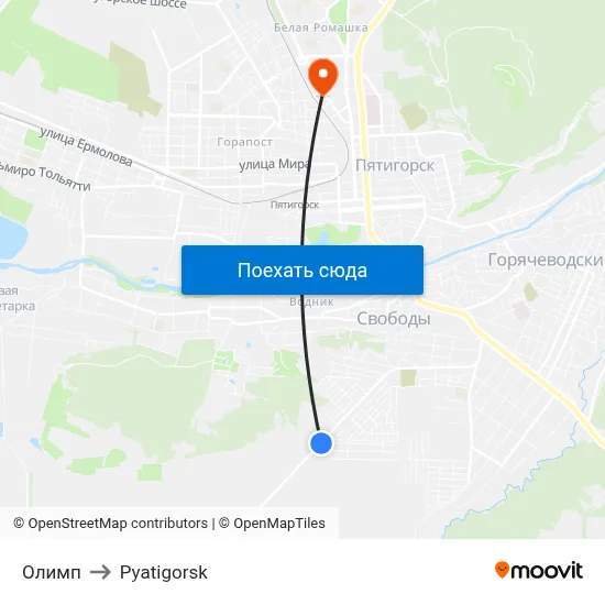 Олимп to Pyatigorsk map