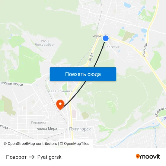 Поворот to Pyatigorsk map