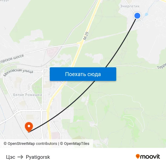 Цэс to Pyatigorsk map