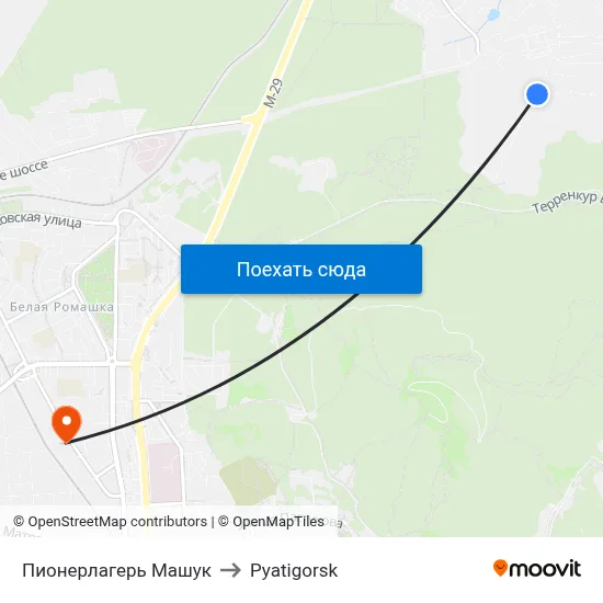 Пионерлагерь Машук to Pyatigorsk map