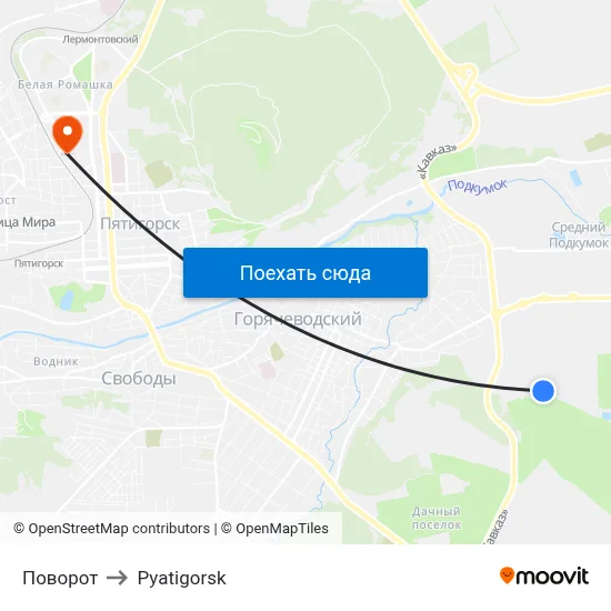 Поворот to Pyatigorsk map