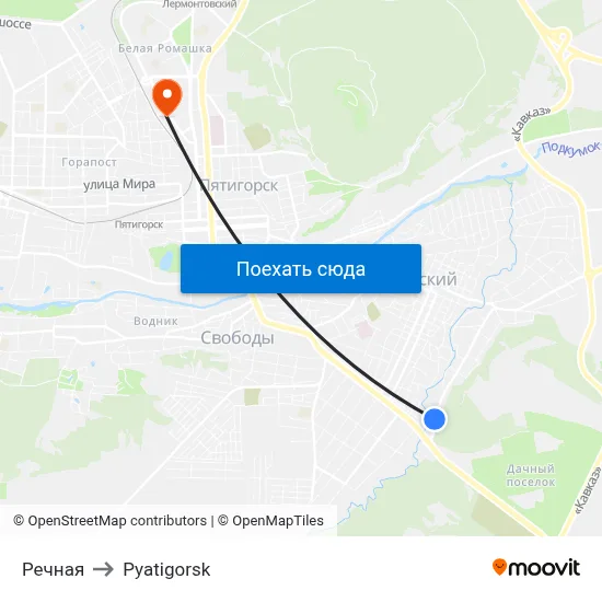 Речная to Pyatigorsk map