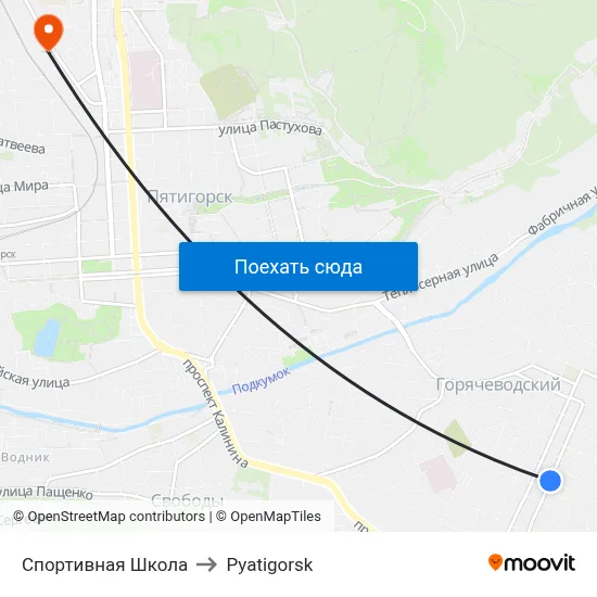 Спортивная Школа to Pyatigorsk map