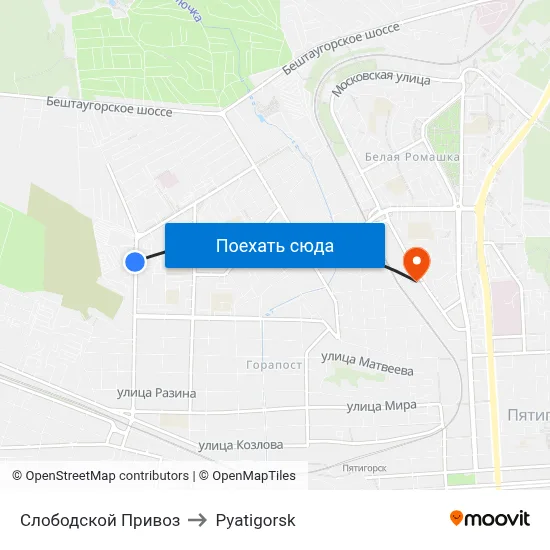 Слободской Привоз to Pyatigorsk map