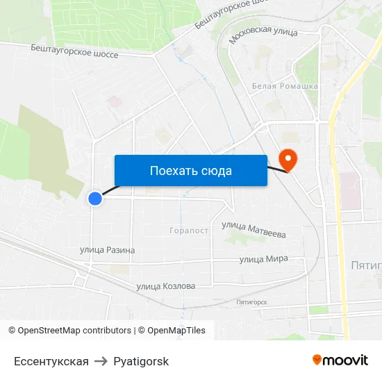 Ессентукская to Pyatigorsk map